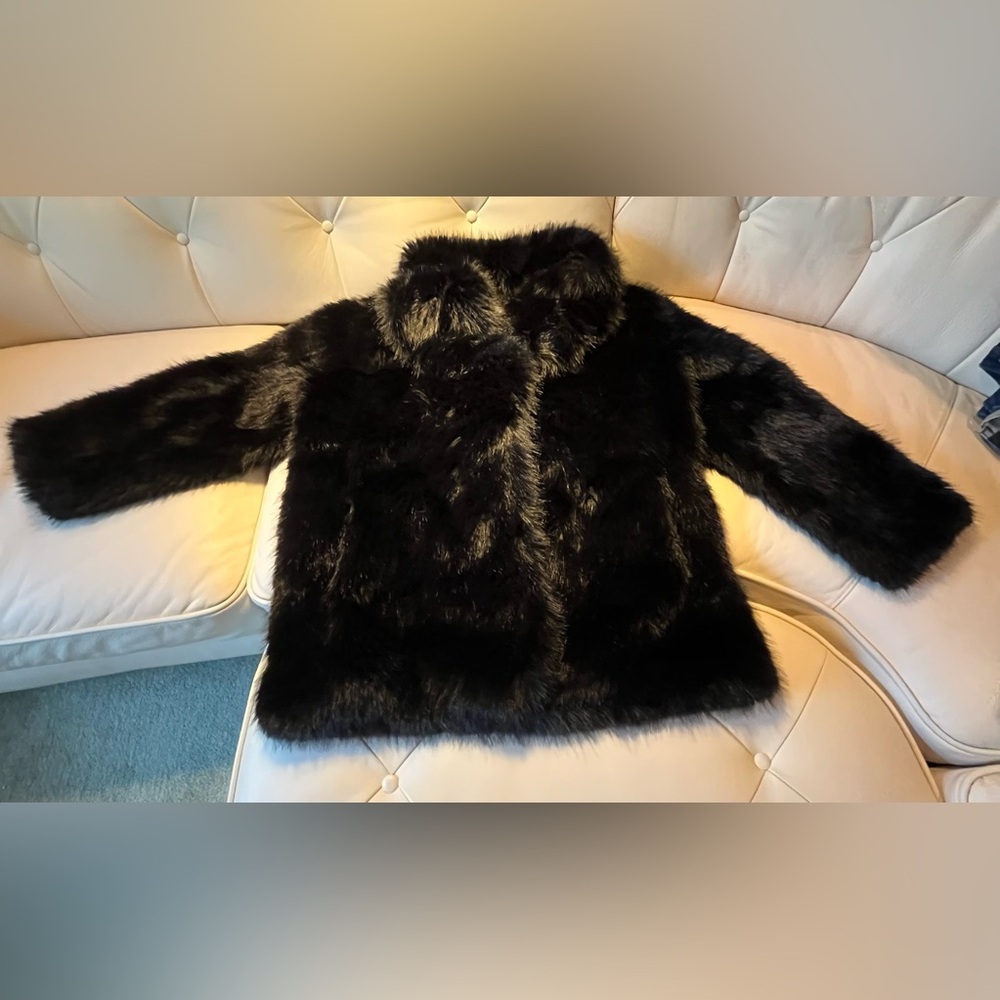 Luxurious Black Faux Fur Coat